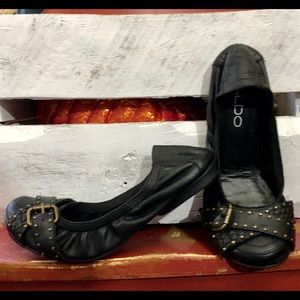Aldo Black Ballet Flats- Buckle/Hardware